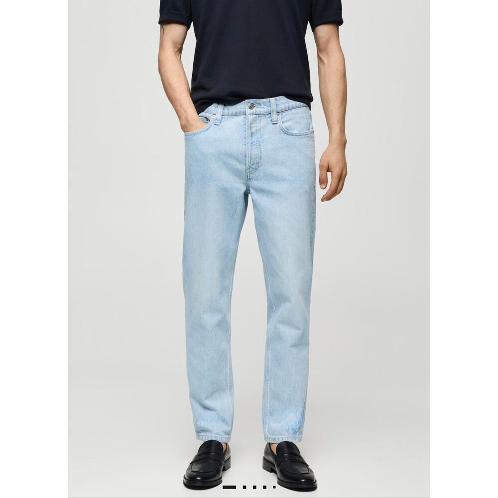 MANGO $149 Berto Regular Fit Cotton Lyocell Linen Light Wash Jeans Mens 31 NEW